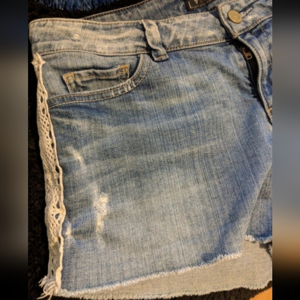 Women's Denim Blue Jeans Shorts Distressed Fashion Beach Party Emo Retro - Picture 6 of 9